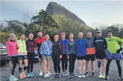  ?? ?? North Sligo AC senior athletes at their New Year’s Day run in Barnaribbo­n.