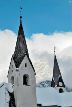  ??  ?? 1 | I campanili di San Vito di Cadore.
2 | Nei boschi innevati intorno
ad Auronzo. 3 | Una stanza della locanda Alla Stažion ,a Tai. 4 | Andrea Da Cortà, musicista e liutaio a Pieve
di Cadore. 5 | Un murale
di Cibiana.