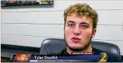  ?? COURTESY WSB-TV ?? Tyler Douthit, a senior at Woodstock High, fell from an Athens parking deck Sunday morning.