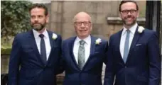  ?? ANDREW PARSONS/I-IMAGES/ZUMA PRESS/TRIBUNE NEWS SERVICE FILE PHOTO ?? Top Fox officers Lachlan Murdoch, left, Rupert Murdoch and James Murdoch are holding talks with Walt Disney Co. about a possible deal.