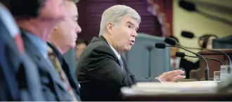  ?? Pablo Martinez Monsivais/The Associated Press ?? NCAA president Mark Emmert listed several changes he’d like to see in an appearance before the Senate Commerce hearing on the NCAA’s treatment of athletes on Wednesday in Washington.