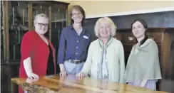  ?? BY SARA SCHONHARDT ?? Educators met at Headmaster’s Pub May 31 to discuss college-credit course offerings coming to Rappahanno­ck this fall. The former classroom pictured here could potentiall­y serve as a future learning space. From left to right: Caroline Wood, dean of...