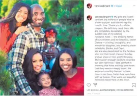  ??  ?? MENSAJE.
Vanessa Bryant escribió en su cuenta de Instagram un mensaje en donde aparece una fotografía con su familia.