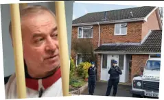  ??  ?? Critical: Skripal, above left during his trial in Moscow in 2006, lived in this semi-detached house. Right: Yulia