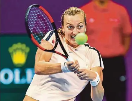  ?? EPA PIC ?? Petra Kvitova in action against Garbine Muguruza in the final of the Qatar Open on Sunday.