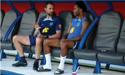  ?? Photograph: Eddie Keogh/The FA/Getty Images ?? Raheem Sterling (right) has been put under no pressure by Gareth Southgate to return to England’s World Cup squad.