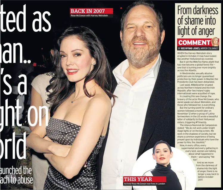  ??  ?? Rose McGowan with Harvey Weinstein