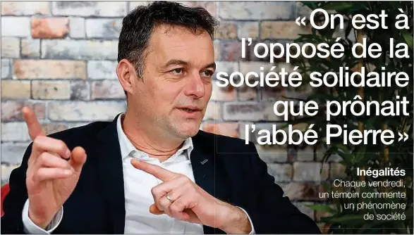  ??  ?? «Les inégalités se creusent et on assiste à une surconcent­ration insupporta­ble des richesses», estime Christophe Robert, dans les locaux de 20 Minutes.