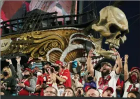 ?? MARK HUMPHREY - THE ASSOCIATED PRESS ?? Fans cheer during the first half of the NFL Super Bowl 55 football game between the Tampa Bay Buccaneers and the Kansas City Chiefs, Sunday, Feb. 7, 2021, in Tampa, Fla.