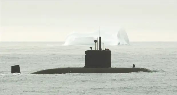  ?? MCPL BLAKE RODGERS / FORMATION IMAGING SERVICES HALIFAX / NOVA SCOTIA ?? The navy continues to argue that submarines are critical for defending Canada, particular­ly as rivals such as Russia and China
become more aggressive and this country’s Arctic waters become more accessible.