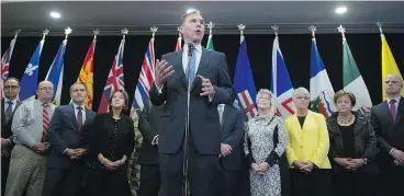  ?? SEAN KILPATRICK/THE CANADIAN PRESS ?? Federal Finance Minister Bill Morneau holds a news conference after meeting with his provincial counterpar­ts in Ottawa on Monday.