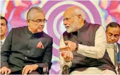  ?? —PTI ?? Prime Minister Narendra Modi with Prime Minister of Mauritius Pravind Kumar Jugnauth in Varanasi.