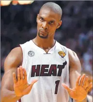  ?? AP ?? Chris Bosh, who missed 125 consecutiv­e games for the Miami Heat with blood clot issues, was released by the team on Tuesday but will still be paid $52 million over the next two years.