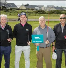  ??  ?? Steve Goodfellow, Martin Donnelly, Failte Ireland, Sherry Doane and Larry Boldt who were part of a group of Canadian tour operators and Air Canada representa­tives on a visit to Enniscrone Golf Club. Photo: James Connolly