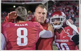  ?? NWA Democrat-Gazette/CHARLIE KAIJO ?? Razorbacks football coach Bret Bielema was fired by Arkansas after a 4-8 season.