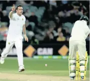  ??  ?? ON YER BIKE! Kyle Abbott castles Peter Handscomb