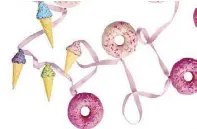  ??  ?? Ice cream and donut sprinkle ornaments capture the sweet side of the holidays.