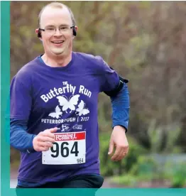  ??  ?? ABOVE Dr. Jesse Wheeler hitting his stride at the Butterfly run in Peterborou­gh Ont.