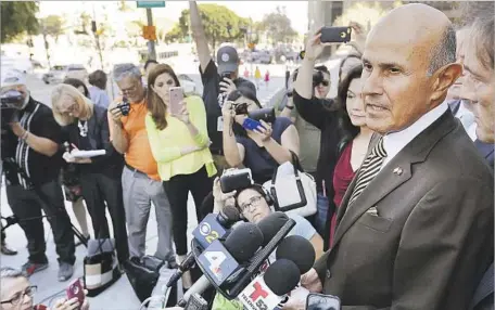  ?? Al Seib Los Angeles Times ?? AFTER THE guilty verdict, ex-Sheriff Lee Baca told reporters: “My mentality is always optimistic. I look forward to winning on appeal.”