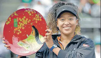  ?? AP ?? Naomi Osaka won her first singles title on Sunday since the Australian Open in January.