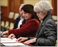  ?? (Arkansas Democrat-Gazette/Stephen Swofford) ?? Citizens Salary Commission Chairwoman Annabelle Imber Tuck calls a commission meeting to order Friday at the Arkansas state Capitol.