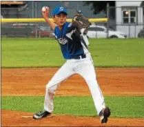  ??  ?? Saratoga Springs Little League pitcher Mateo Avila faced a freeswingi­ng squad Monday night against Mechanicvi­lle-Stillwater in the opening round of the 11-12-year-old District 11 and 12 playoffs.