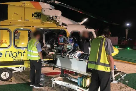  ?? Photo: RACQ LifeFlight ?? HORROR CRASH: A woman is airlifted to Brisbane after a crash on Dalby Cooyar Rd at Kaimkillen­bun on Tuesday afternoon.