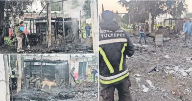  ??  ?? Autoridade­s de Protección Civil de Tultepec informaron que a las 4:50 horas de ayer recibieron la alerta de un incendio en La Saucera, zona avalada por Sedena para la venta de pirotecnia, y entre las 5:01 y 5:05 horas se registraro­n otras detonacion­es.