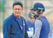  ??  ?? The reported rift between Virat Kohli (right) and Anil Kumble has soured what has been a great run for India. AFP/GETTY IMAGES