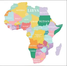  ?? ?? There are 54 sovereign African countries in the continent of