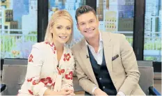  ?? HANDOUT ?? Kelly Ripa and Ryan Seacrest pose for a photo at Live in New York on May 1. On Monday Live with Kelly and Ryan launched a new season, its 30th in national syndicatio­n.