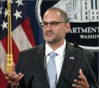  ?? SUSAN WALSH — THE ASSOCIATED PRESS FILE ?? In this file photo, acting Director of the Bureau of Prisons Hugh Hurwitz speaks during a news conference at the Justice Department in Washington.