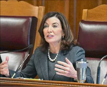  ?? Will Waldron / Times Union ?? According to a lawsuit filed in March, Gov. Kathy Hochul's office was involved in the firing and forced resignatio­n of two top officials at the state Insurance Fund.