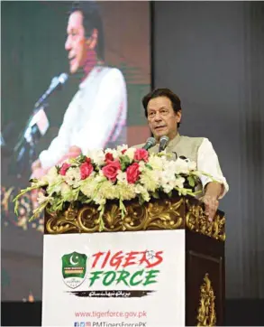  ??  ?? ON MESSAGE: “The volunteer force has a high stature in society, because you have to protect the rights of our citizens. This is a big role in a democracy,” the prime minister told his party’s youth Tiger Force.