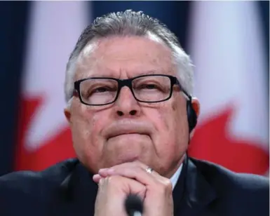  ?? SEAN KILPATRICK/THE CANADIAN PRESS ?? Ralph Goodale, Minister of Public Safety and Emergency Preparedne­ss, at a news conference in Ottawa on Tuesday, where he unveiled draft legislatio­n on national security oversight, which is strikingly reminiscen­t of Harper’s, writes Thomas Walkom.