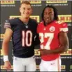  ?? COURTESY MITCHELL TRUBISKY ?? Mitchell Trubisky and Kareem Hunt at an event for Panini trading cards this summer in Los Angeles.