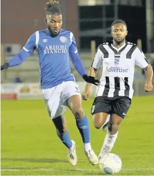  ??  ?? Tyrone Marsh in action against Maidenhead United