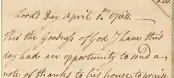  ??  ?? A digitised copy of a page from a handwritte­n 18th century diary by the Rev. Ebenezer Storer, during a period of smallpox, in Boston, shows an April 1764 entry that includes a prayer Storer wrote weeks after arranging to have his own children inoculated. —