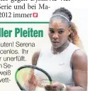  ??  ?? Williams rätselt über Mutter aller Pleiten 2:6, 2:6 gegen Simona Halep (Rum) in 57 Minuten! Serena Williams (US) war im Wimbledon-Finale chancenlos. Ihr Traum vom 24. Rekord-Majorsieg bleibt weiter unerfüllt. Drei Grand-Slam-Finalspiel­e hat sie als Mutter in Serie verloren, drei Mal ohne Satzgewinn. „Ich weiß nicht, was fehlt“, sagt sie. Nachsatz: „Ich bin wettbewerb­sfähig.“Nächstes Ziel: die US Open