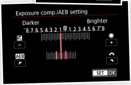  ?? ?? You can choose Auto Exposure Bracketing via your Canon camera’s Shooting menu or by pressing Q to show the Quick Control screen