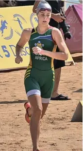  ?? Picture: SUPPLIED ?? PROUD OF THEIR OWN: Gonubie Primary pupil Emily Raath in action, after recently being selected to represent SA at the World Biathle Championsh­ips, which were held in Hurghada, Egypt. She competed in events held over two days at the end of October and came fourth in the world in her age group and category