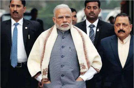  ?? PICTURE: REUTERS ?? CAMPAIGN MODE: Prime Minister Narendra Modi approaches the media as he arrives at parliament house in New Delhi, India.