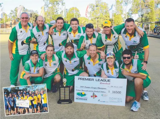  ??  ?? Helensvale won the Premier League Queensland Premier Grade title yesterday; (inset) Broadbeach’s victorious A Grade side; and (below) Aron Sheriff.
