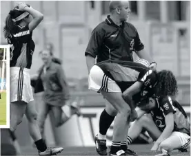  ??  ?? PAIN GAME: Sligo players display their anguish after losing to Armagh in the LGFA AllIreland Junior Championsh­ip final of 2005 at Croke Park.