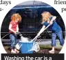  ??  ?? Washing the car is a way kids can make cash