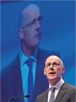  ??  ?? John Swinney came under fire for not allowing pupil equity money to cover the cuts made by the SNP.