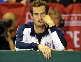  ??  ?? Sorry: Sir Andy at the Davis Cup in 2016 – but he’s out this year