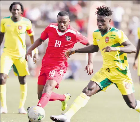  ??  ?? In the mix… Mercurial midfielder Petrus Shitembi (No.19), who is part of the 40-man provisiona­l squad announced yesterday, will captain the Brave Warriors when they face Mali for their Afcon qualifiers on 13 November.