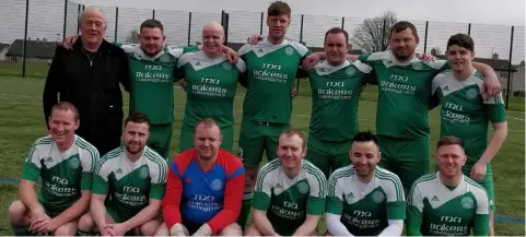  ??  ?? Carlingfor­d Celtic, North Louth League winners. Front -Stephen Malone, Paddy Farrell, Ronan Hanlon, Shane Coleman, Declan McGuinness, Gary Connor. Back -Ignatius McGee (Manager), Jason Tumelty, Micheal O’Callaghan, John Jordan, Michael John Hanlon,...