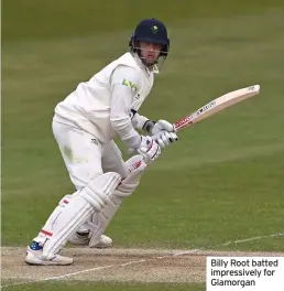  ??  ?? Billy Root batted impressive­ly for Glamorgan